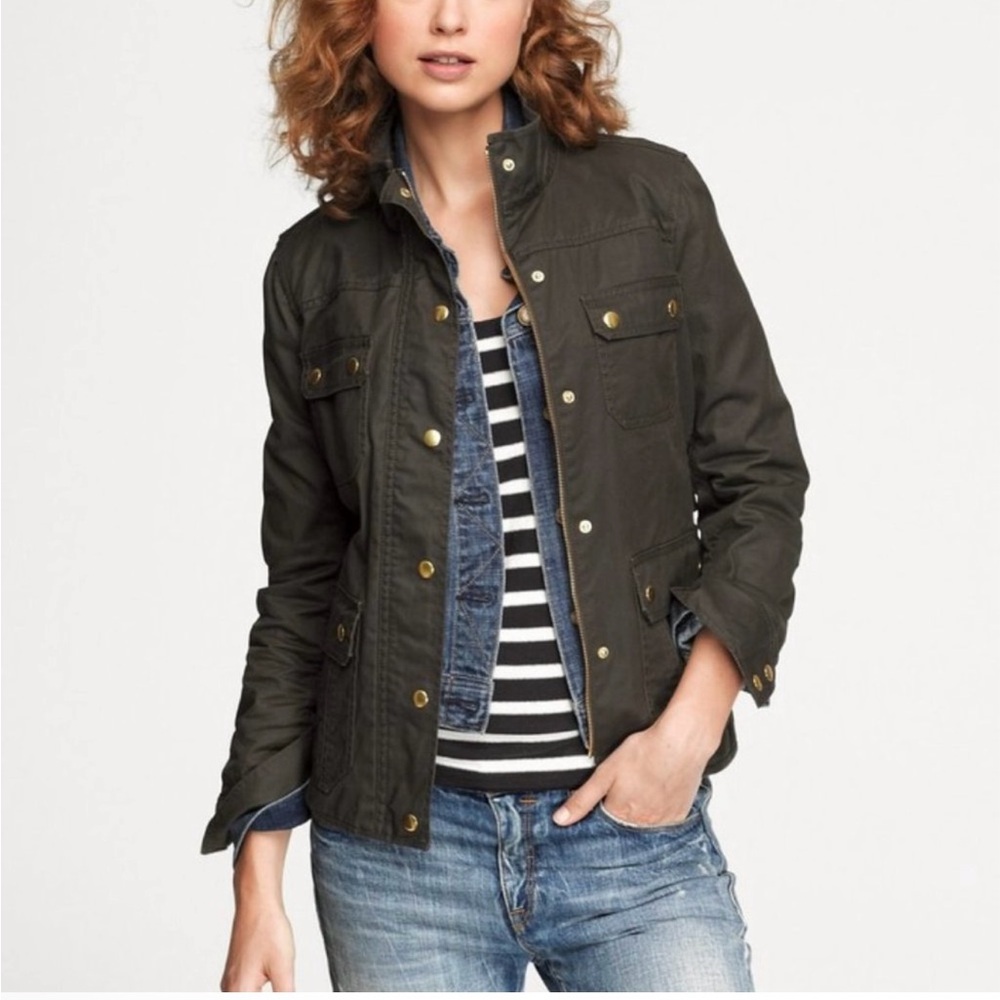 J. Crew Downtown Field Waxed Military Green Utility Jacket size M